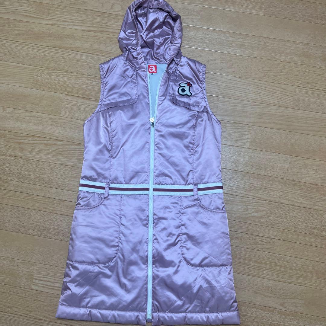 a フード付きノースリーブワンピース ピンク