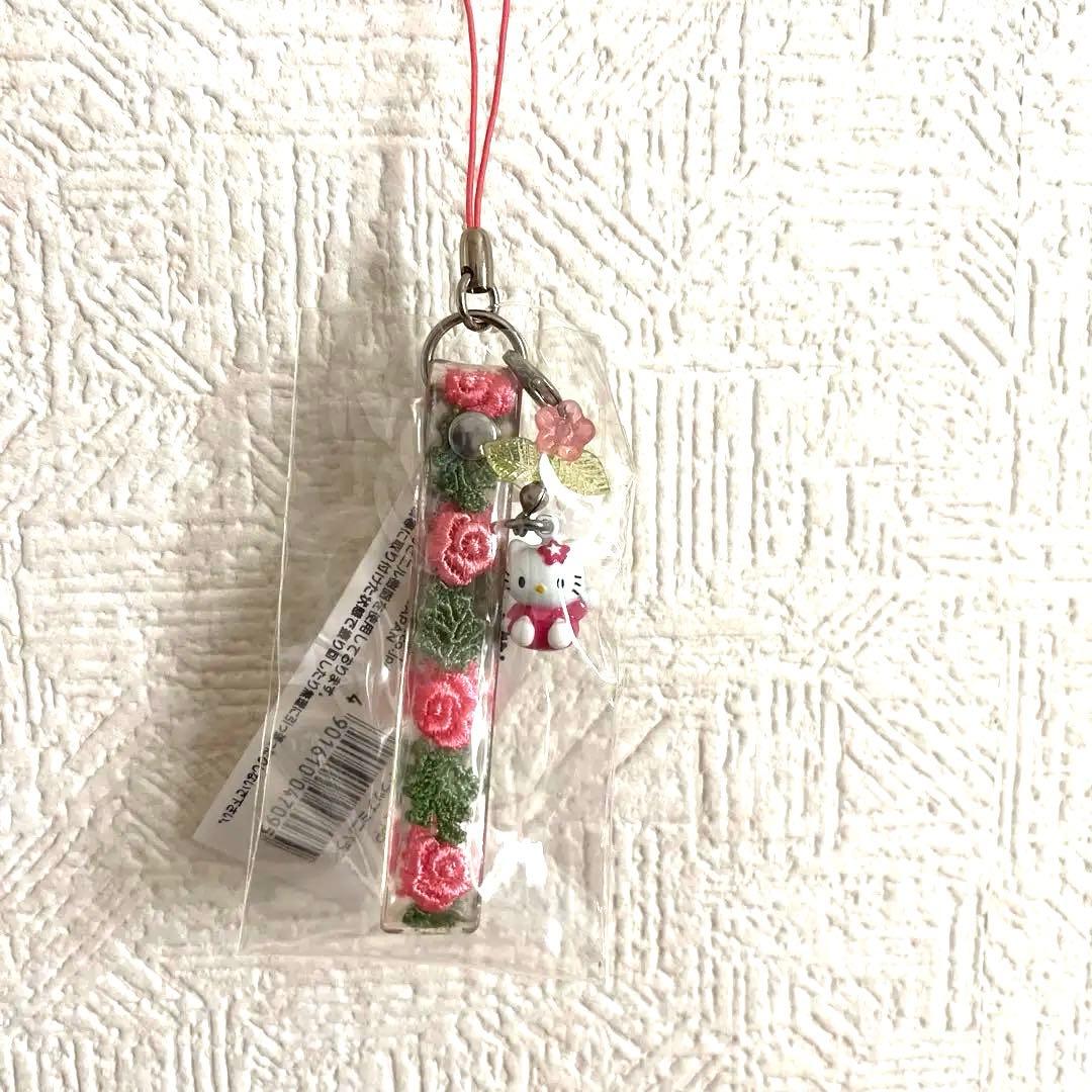 レア‼️ハローキティ 刺繍レースバラ花柄ストラップ