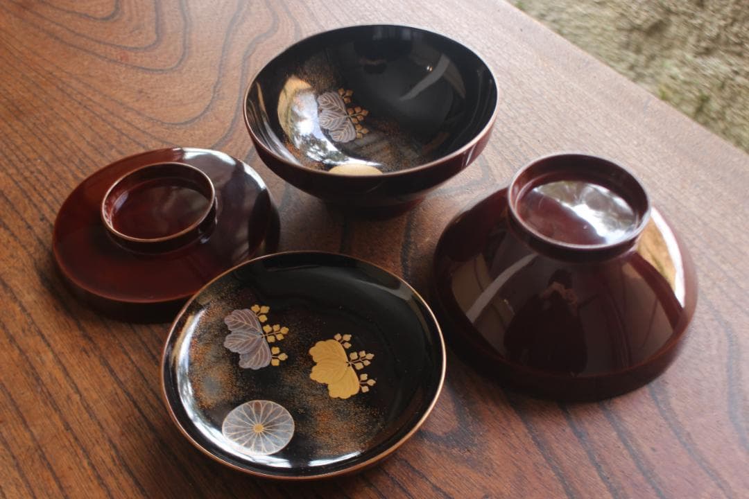 時代逸品！上質紅溜塗に極上高台寺蒔絵の美しいお椀2点（検加賀蒔絵吸物碗蒔絵椀