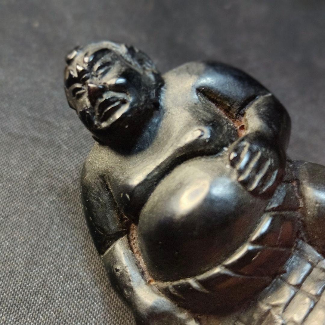 江戸骨董 黒檀彫り根付 相撲力士 手作り 無銘 時代物 旧家蔵出蒐集家放出美品