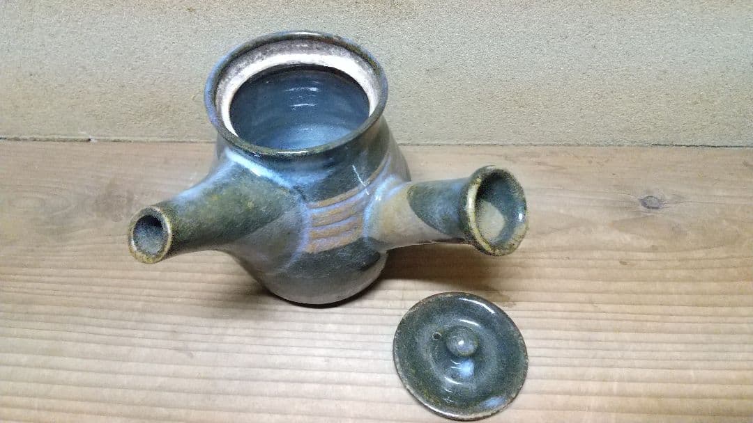 酒津焼　５０年ほど前　急須　おしゃれな色合い 　かっこいい急須！