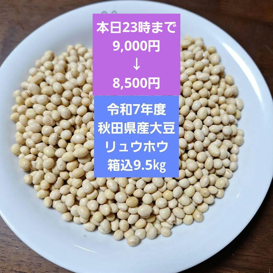 令和7年度秋田県産大豆(リュウホウ)箱込9.5㎏