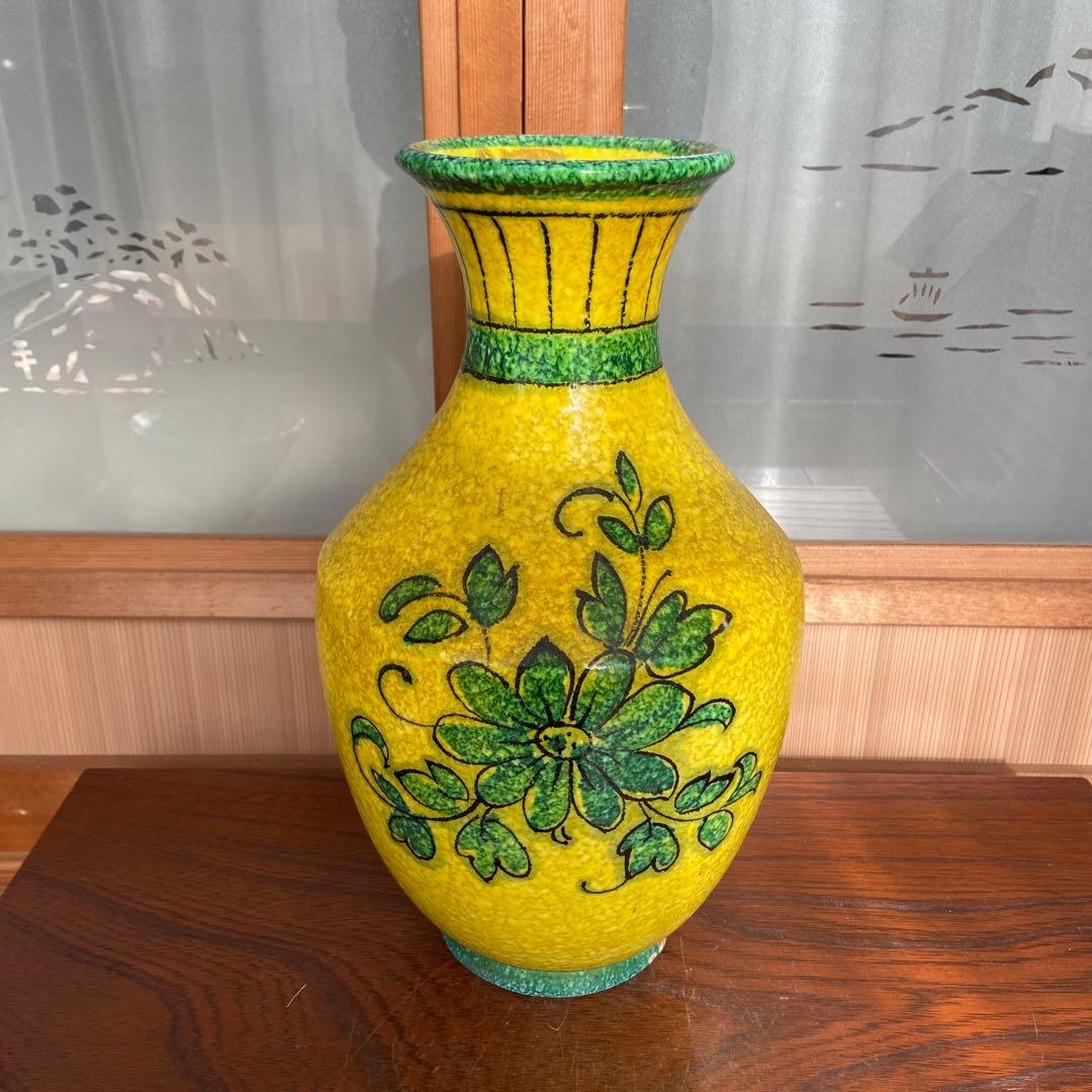 ヨーロッパアンティーク イタリア製色絵花の図大花瓶