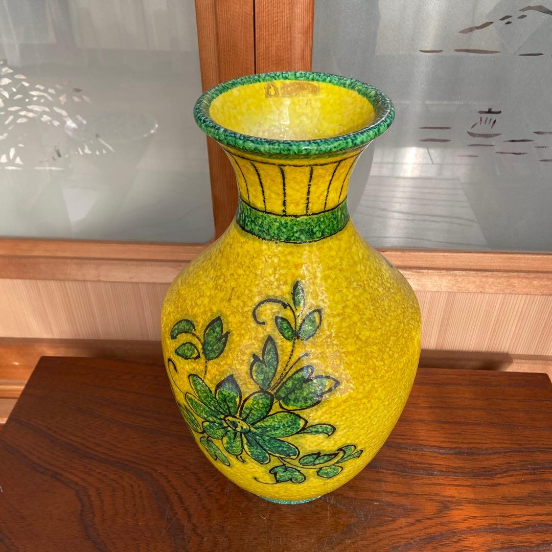 ヨーロッパアンティーク イタリア製色絵花の図大花瓶