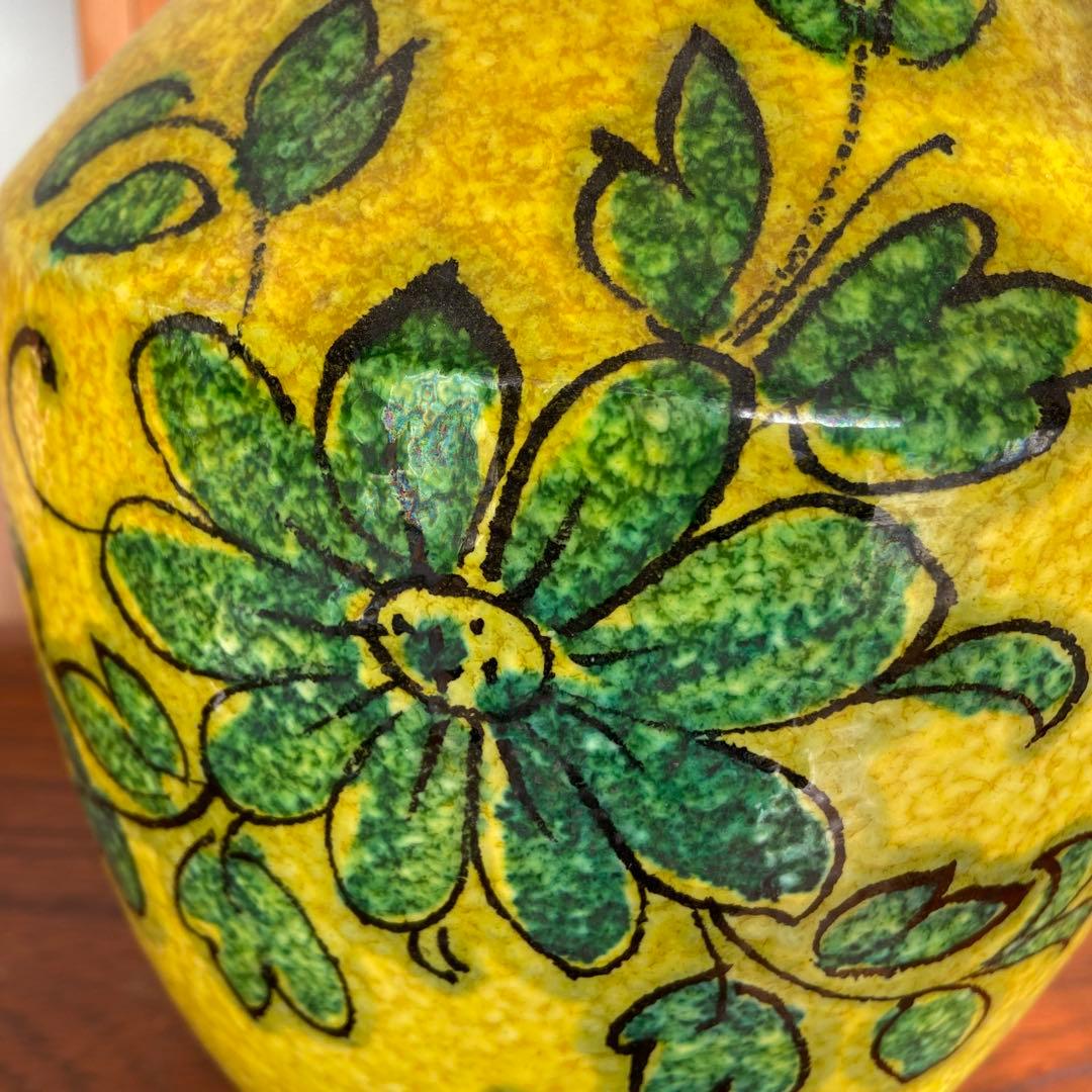 ヨーロッパアンティーク イタリア製色絵花の図大花瓶