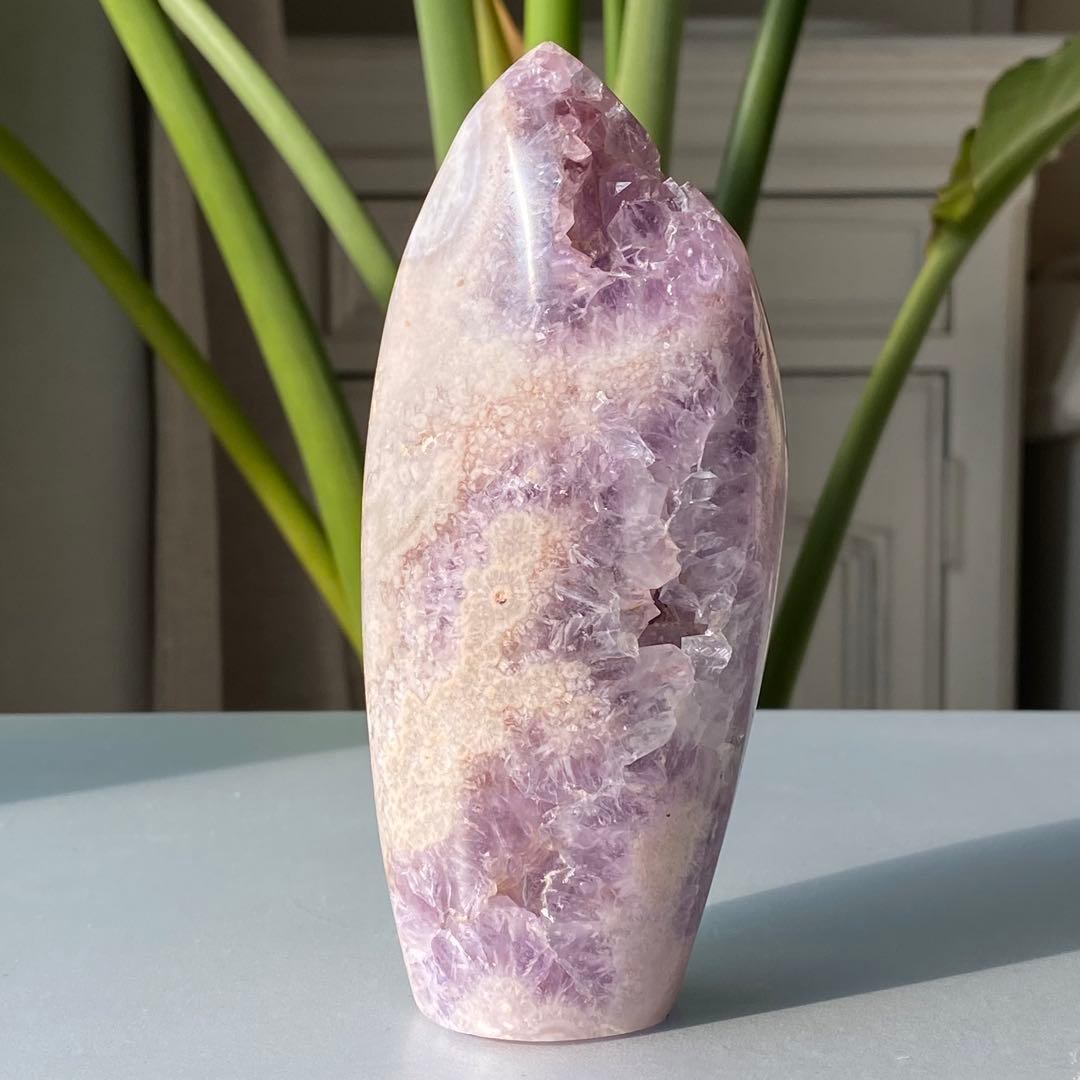 【 ピンクアメジスト トーチ型 ドーム 約500g ブラジル産 】