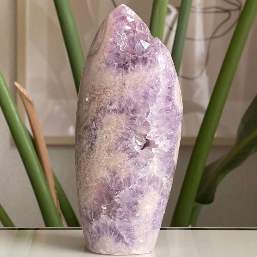 【 ピンクアメジスト トーチ型 ドーム 約500g ブラジル産 】