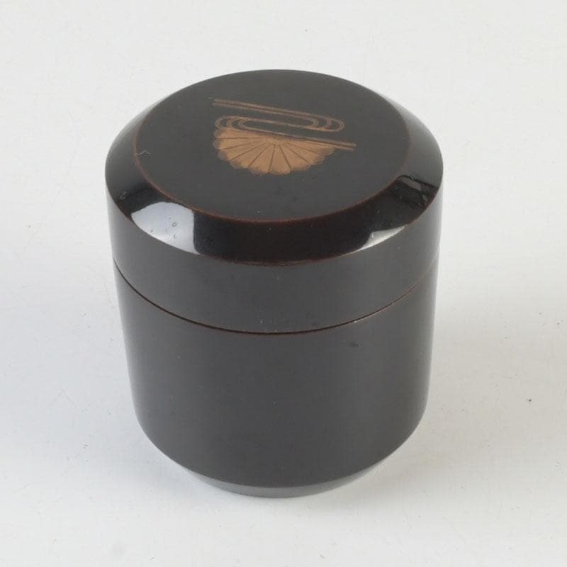 茶道具　黒漆　菊蒔絵　雪吹　棗　時代箱付　V　9812