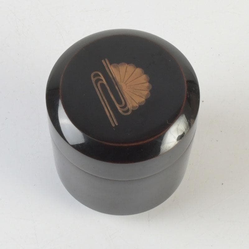 茶道具　黒漆　菊蒔絵　雪吹　棗　時代箱付　V　9812