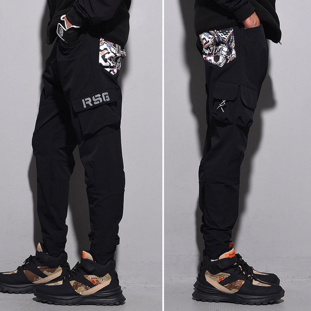 新品 ラッセルノ ゴルフ カーゴ ロングパンツ ブラック カーゴパンツ L 5