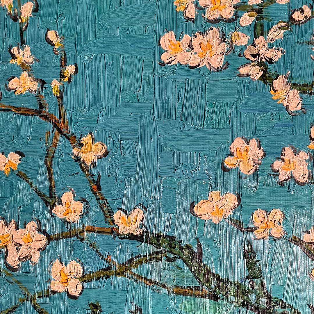 （大）手書き油絵 ゴッホ 花咲くアーモンドの枝 肉筆絵画 インテリア 油彩画