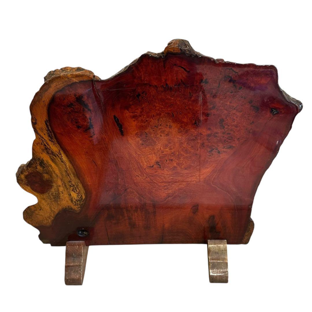 天然木 花梨　無垢材 一枚板 置物 オブジェ 飾り板 台座付き