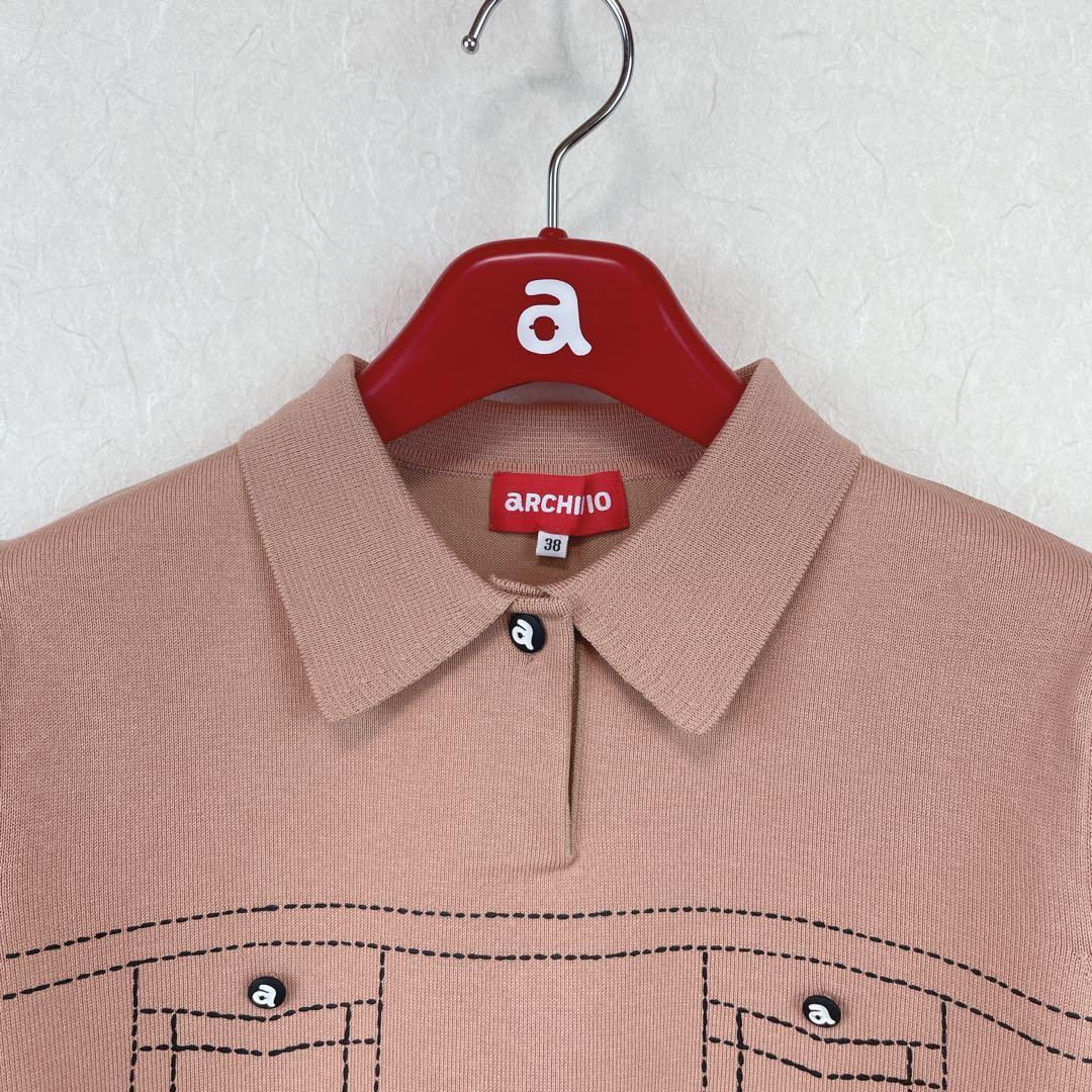 【２５FW新品未使用 アルチビオ】ポケットデザイン半袖ポロニット38号