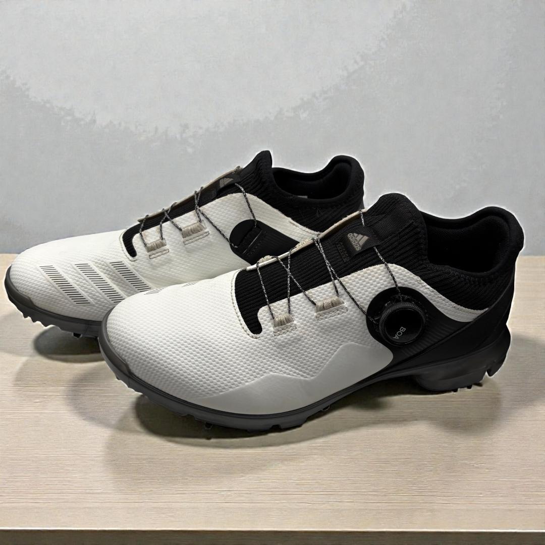 【人気】アディダスコードカオス BOA ゴルフシューズ白黒 26.5スパイクレス