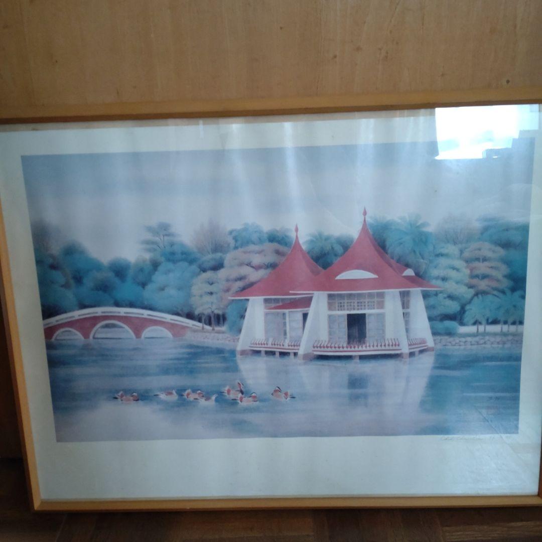 台中公園　 風景画　林之助　台湾膠彩画