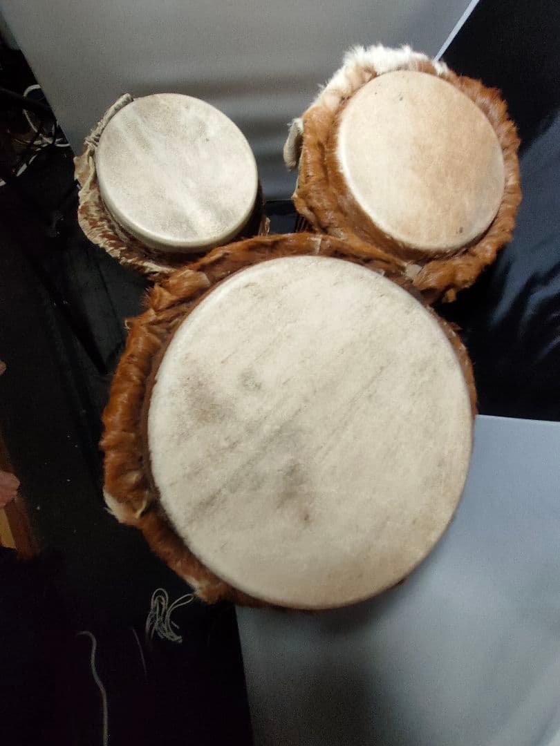 3本セット 西アフリカパーカッション 本場のセネガル産 ジャンベ レアな蛇革