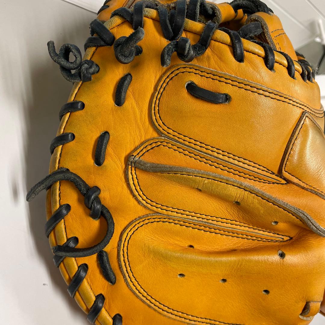 最終値下げ　軟式野球Mizuno Proキャッチャーミット 黄色 レザー