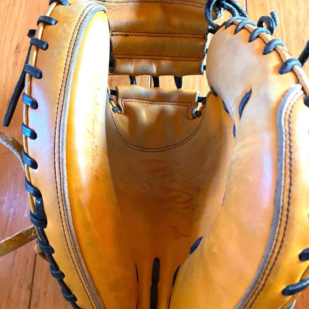 最終値下げ　軟式野球Mizuno Proキャッチャーミット 黄色 レザー