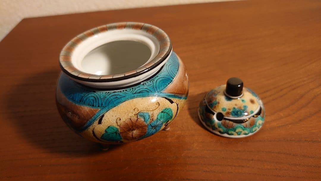 古九谷　九谷焼　吉田屋　香炉　青九谷　青手　蔵出し　１客