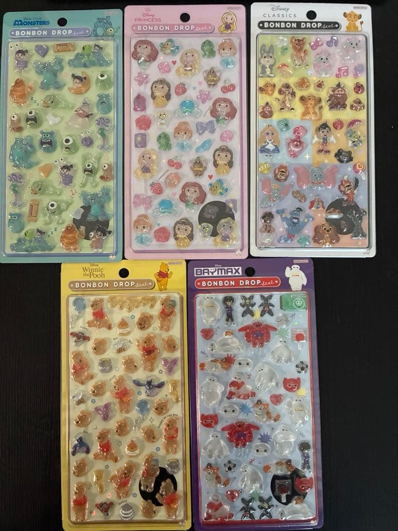 ボンボンドロップシール ディズニー 大人気 5種セット クラシック プリンセス