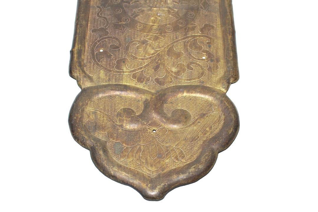 江戸時代 唐花輪宝文 毛彫 金銅板