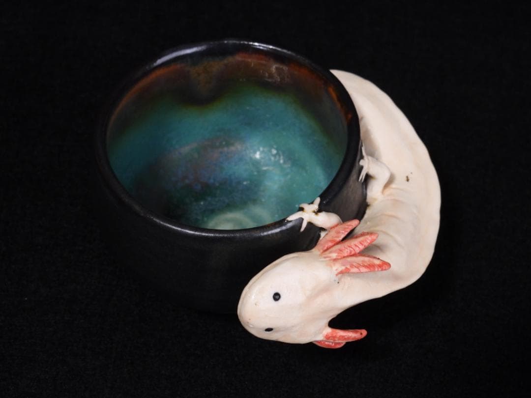 腰越祐貴 創作陶器 ウーパールーパー 湯呑 楽焼