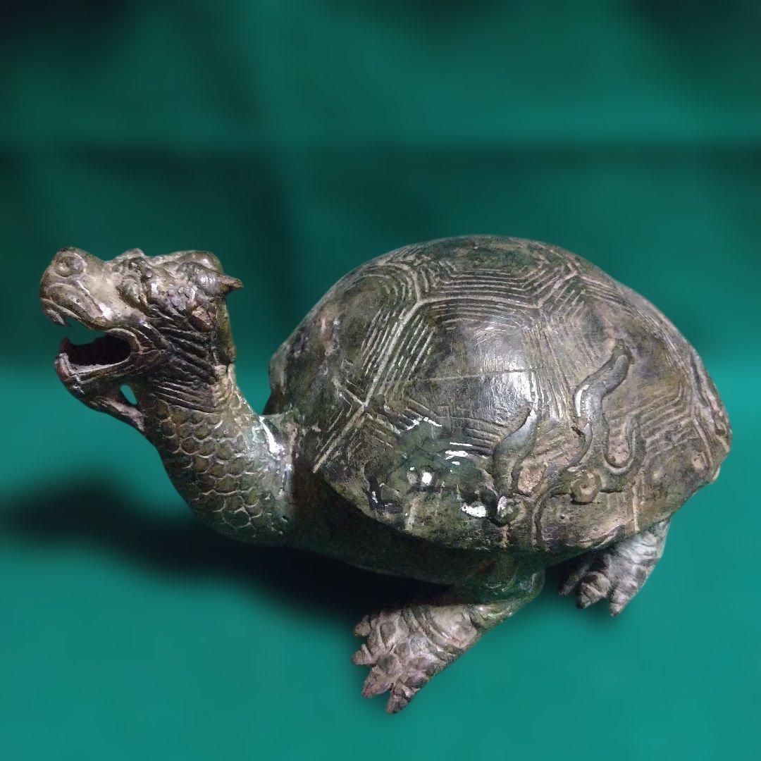 ブロンズ亀の彫刻　霊獣　銅製