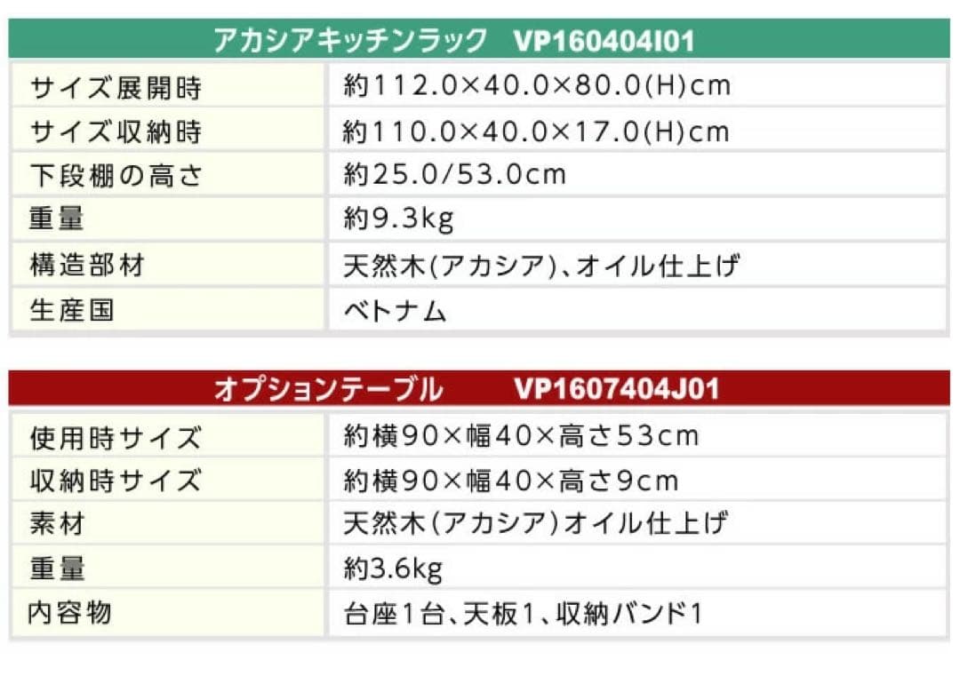 VISIONPEAKS アカシアキッチンラックセット