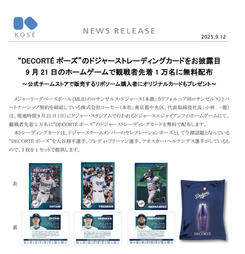 (未開封) DECORTE ドジャース トレーディングカード　大谷翔平