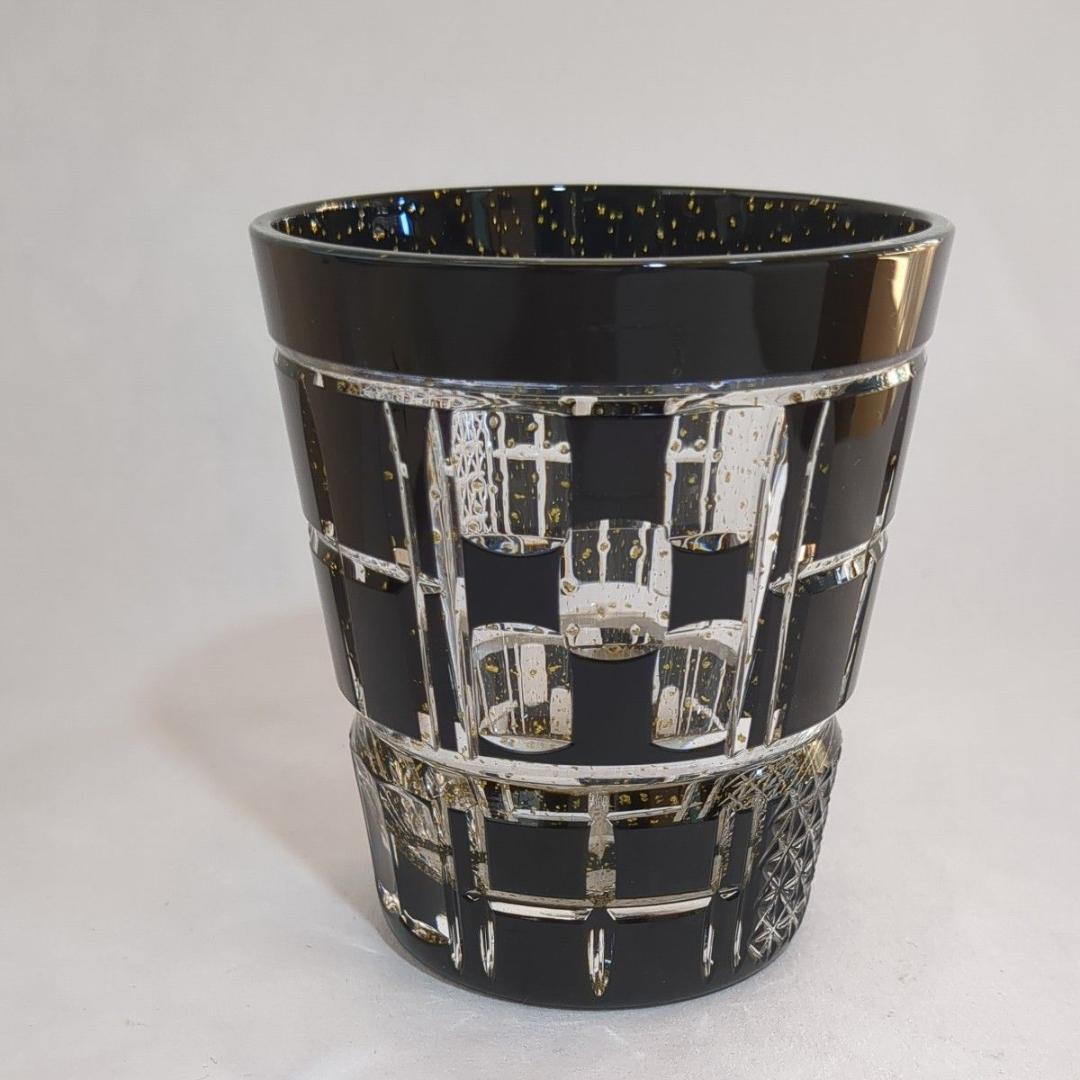 東洋佐々木ガラス 八千代切子 墨色 オンザロックグラス 田工の組 木箱入未使用品