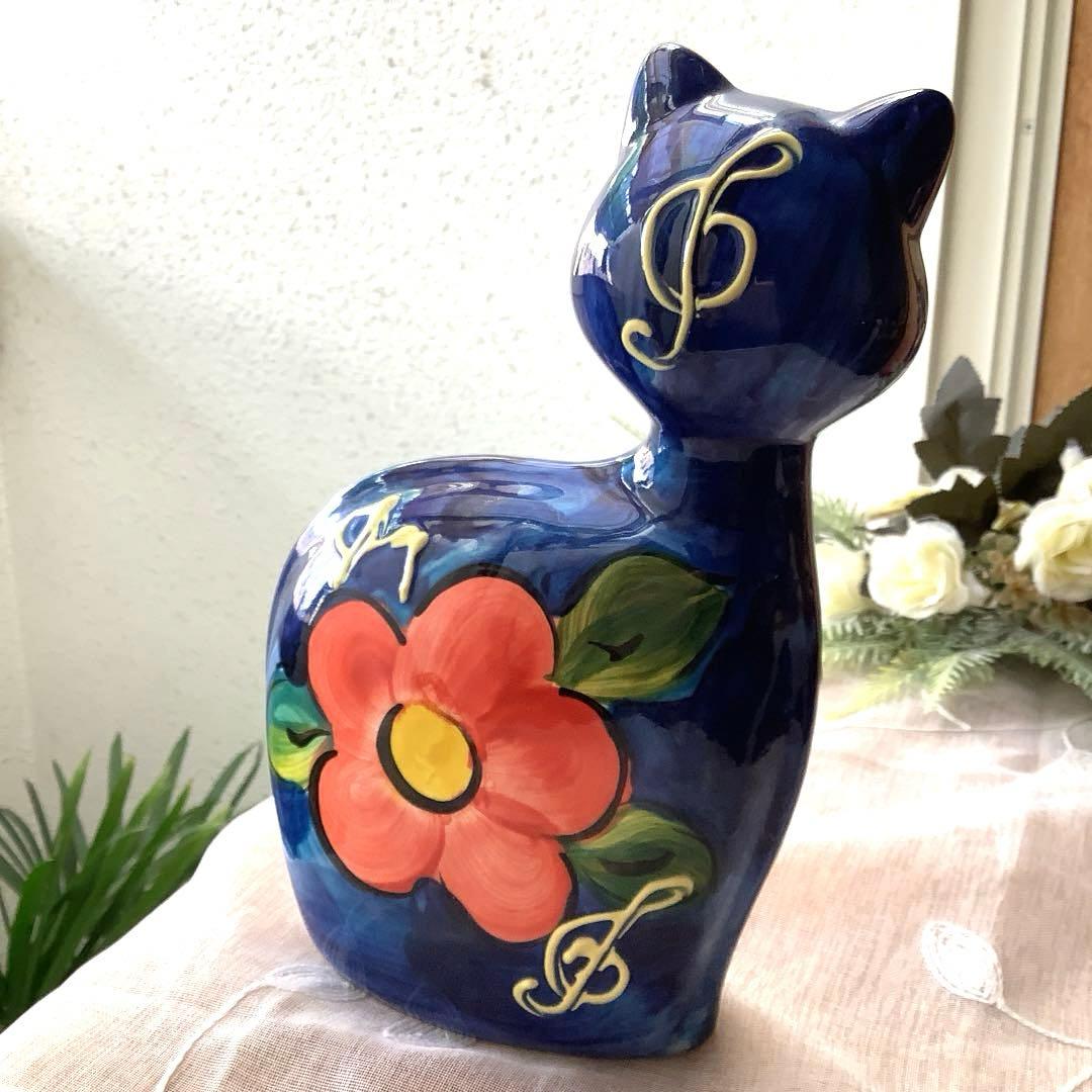 アナトリー・トウロフ作『楽器を奏でる猫』手描き陶器　オブジェ