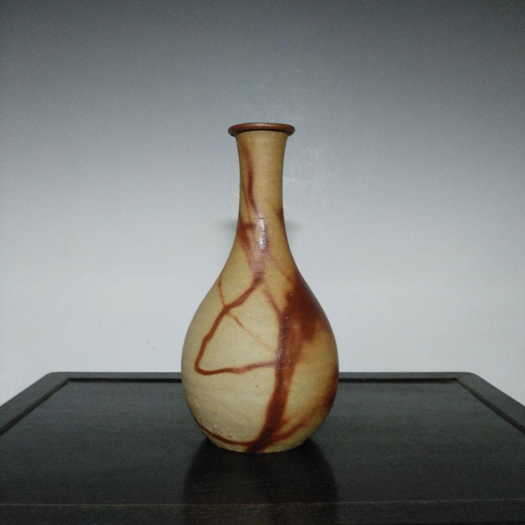 NO620 備前焼　花瓶　火襷　陶印アリ