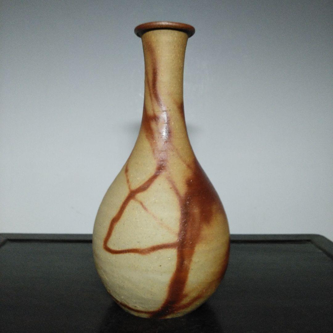 NO620 備前焼　花瓶　火襷　陶印アリ