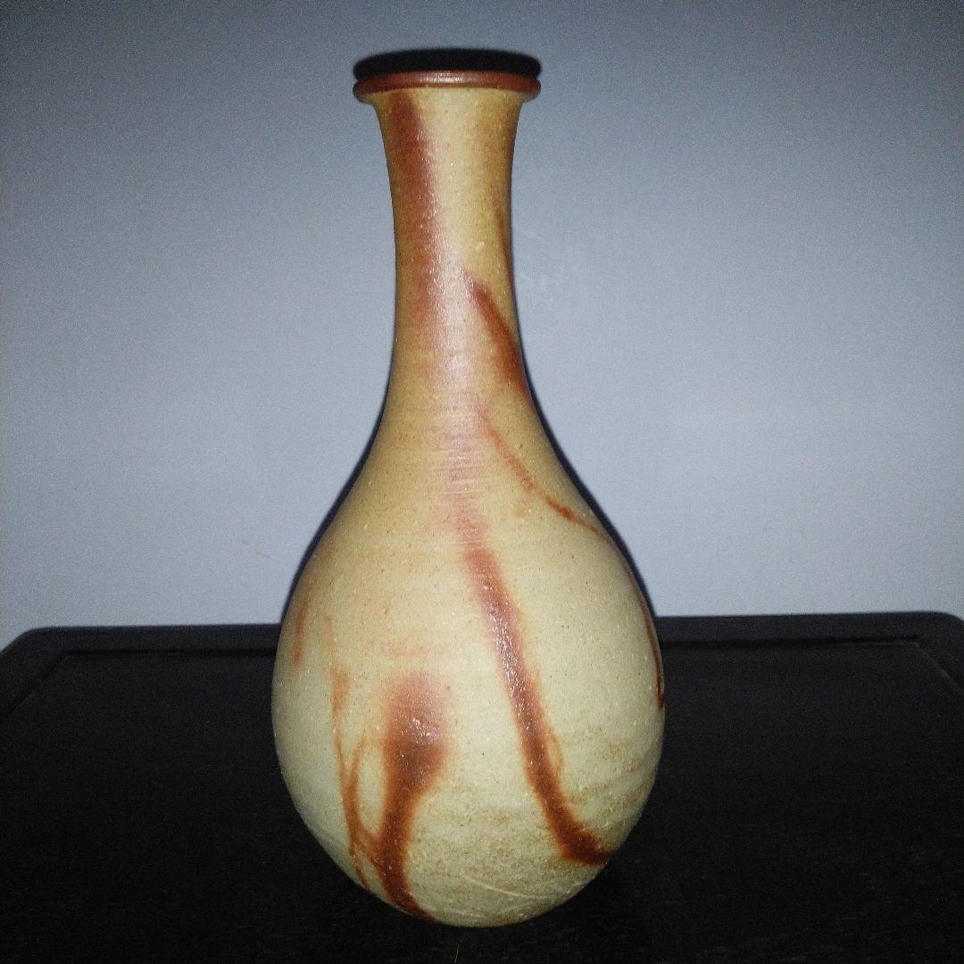 NO620 備前焼　花瓶　火襷　陶印アリ