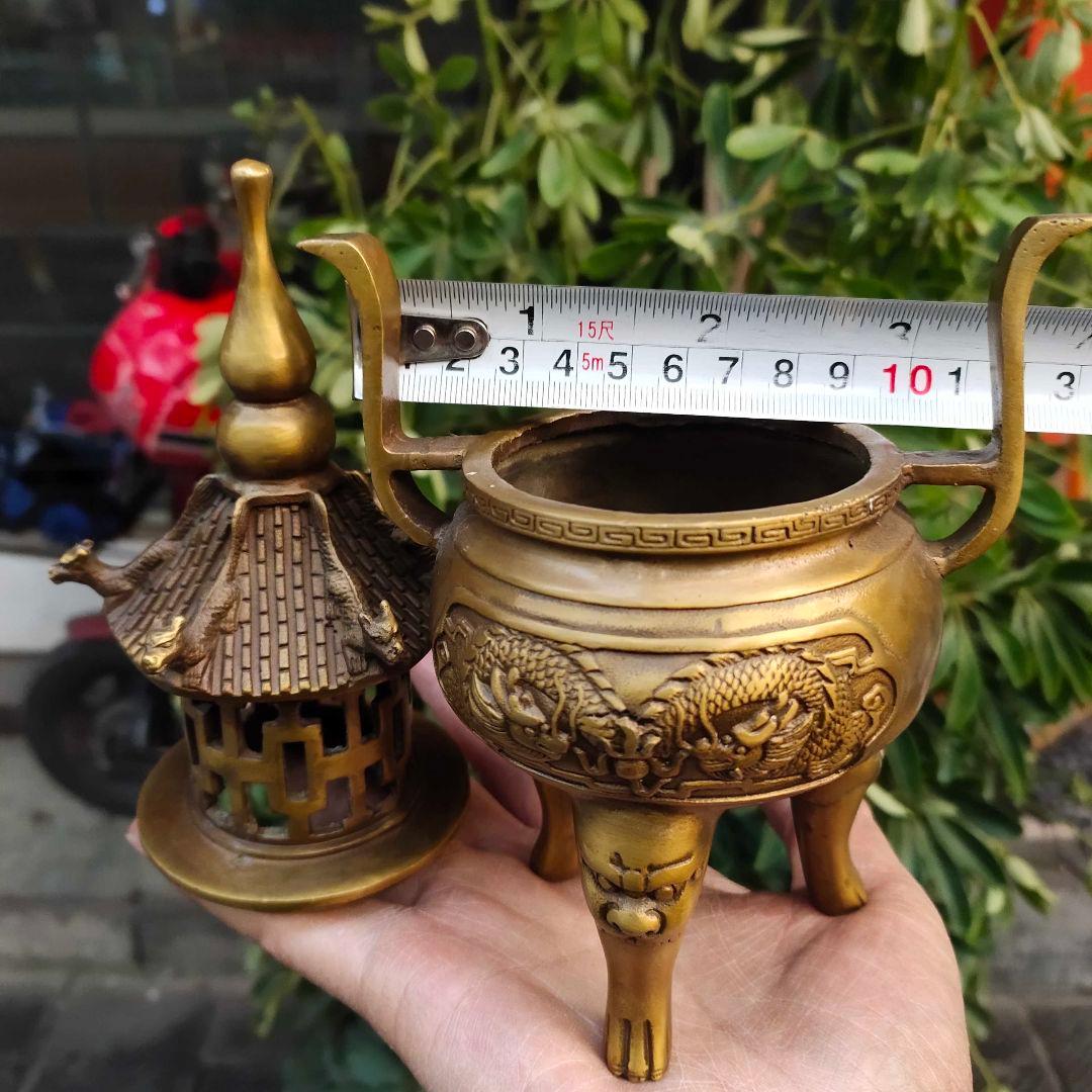 純銅製塔炉  細工 茶道具  工芸品 美術品 置物