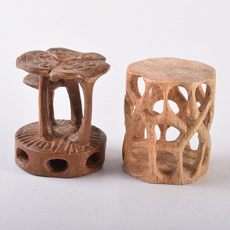 知似久仏手柑彫　香枕　木彫　蓋置　共箱　三点まとめて　V　R8625