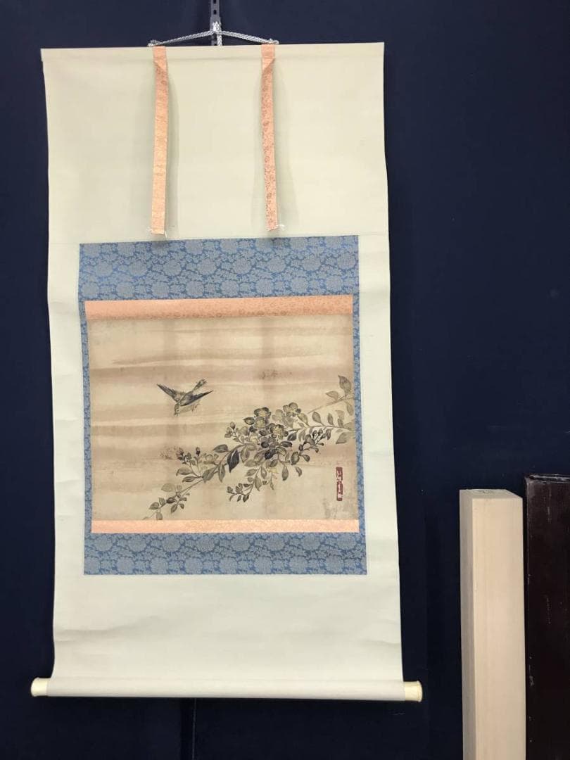 【模写】尾形光琳/花鳥図/横物/掛軸/名家伝来/AC-113