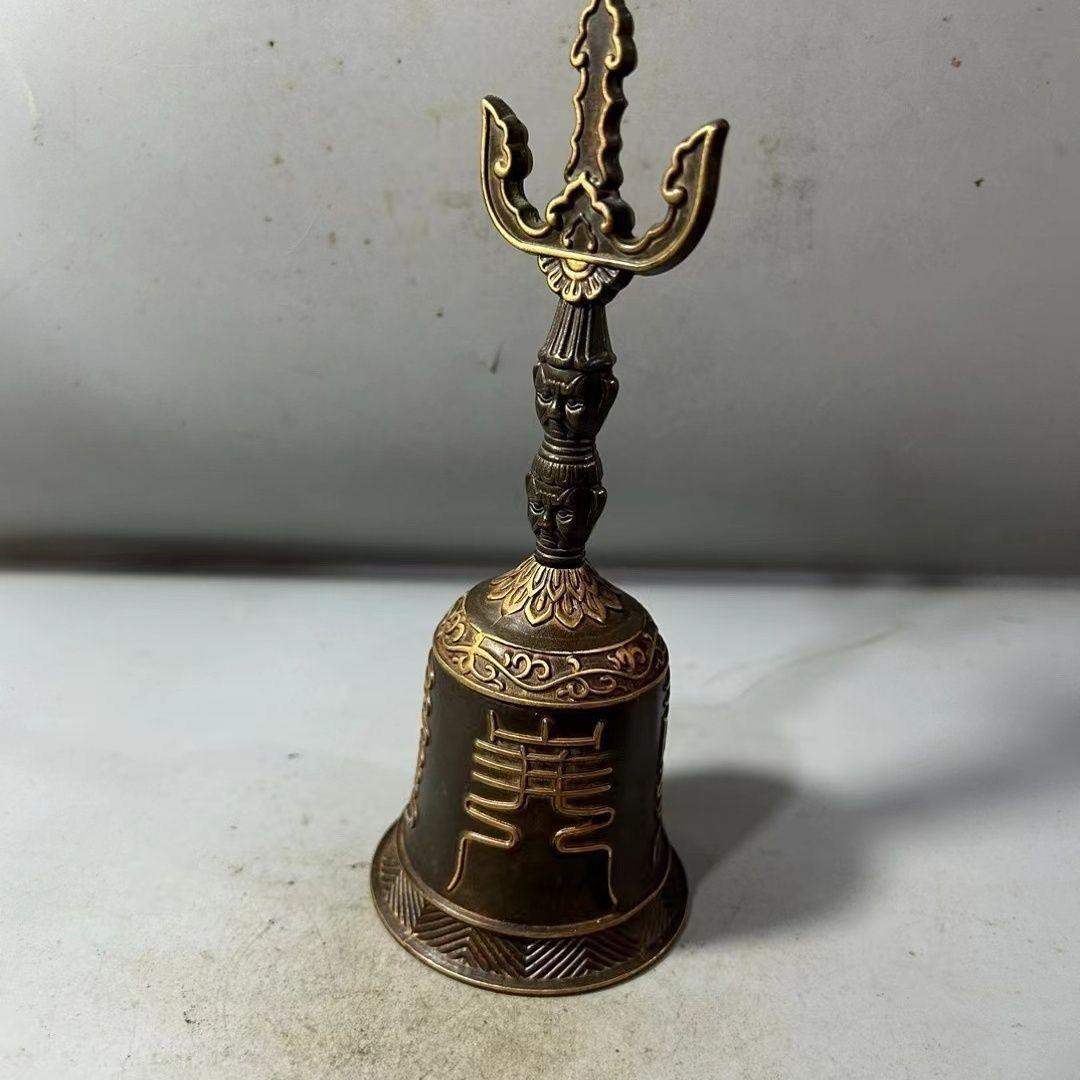 浮彫天蓬帝鐘天蓬鐘鈴 道家用品 三清鈴 三叉金剛鈴 仏具 置物