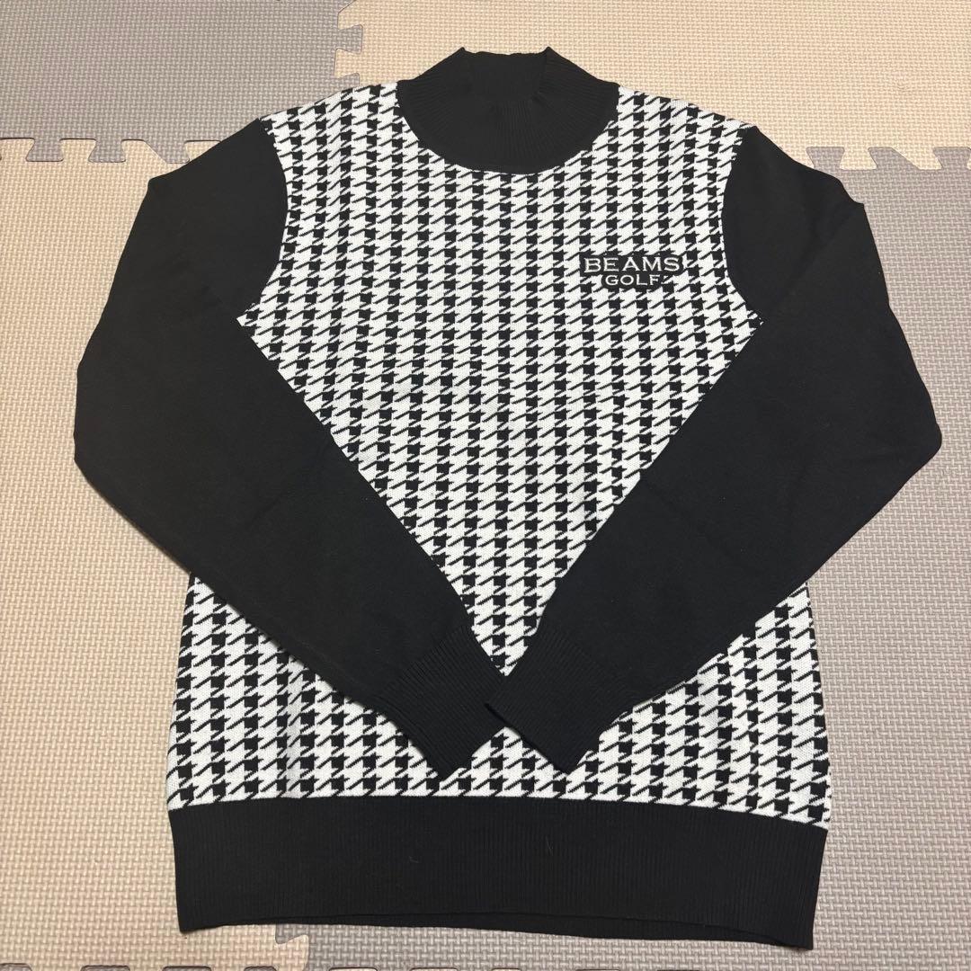 BEAMS GOLF ハウンドトゥース モックネックニット 千鳥格子 2024年