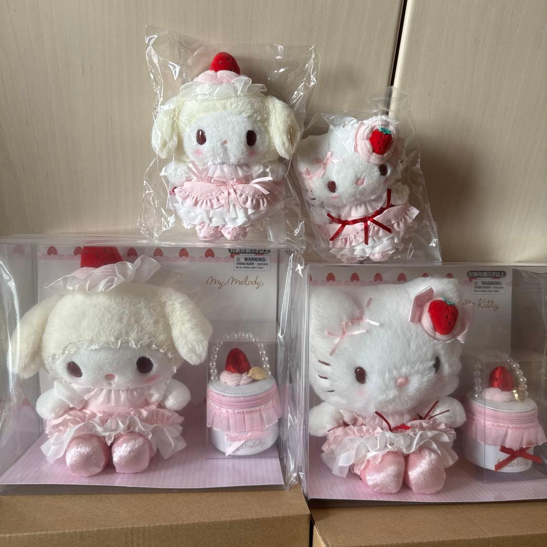 いちごホイップケーキ　マイメロ　ハローキティ　 ぬいぐるみ　マスコット 白いちご