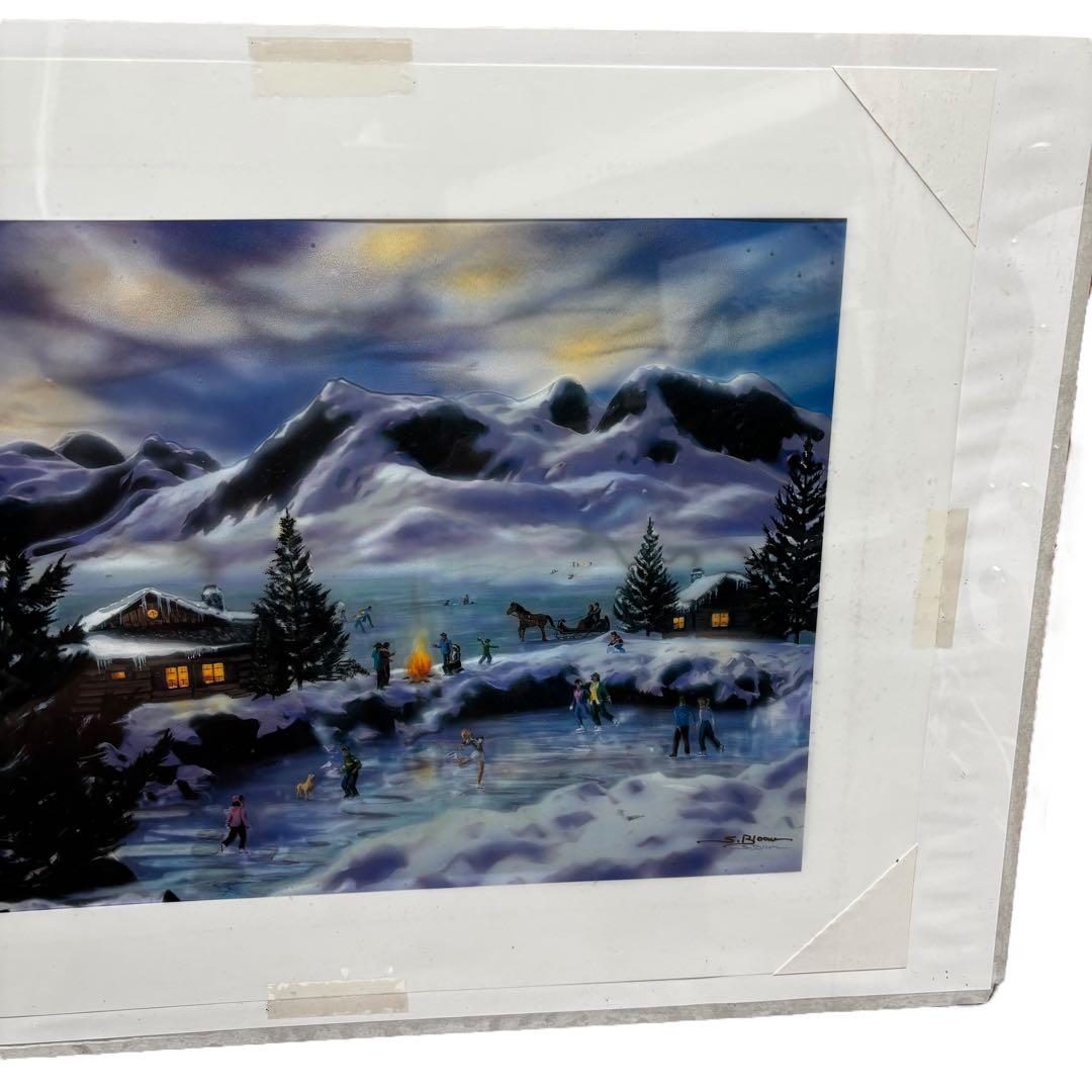 S.Bloom　蛍光灯内蔵　アート ブラックライト　オーロラ 雪景色 幻想的