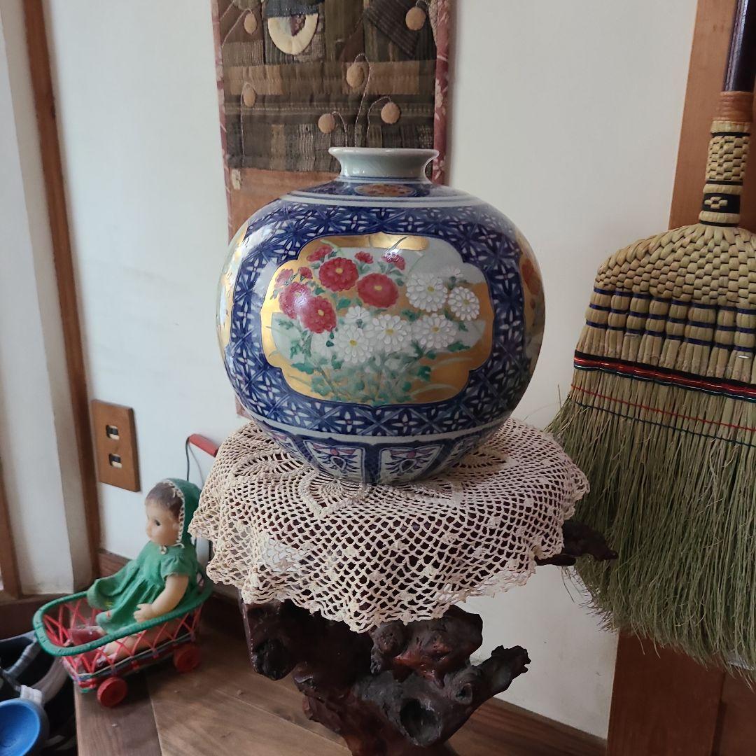 【染錦】四季折々の壺 金彩色絵 飾壺