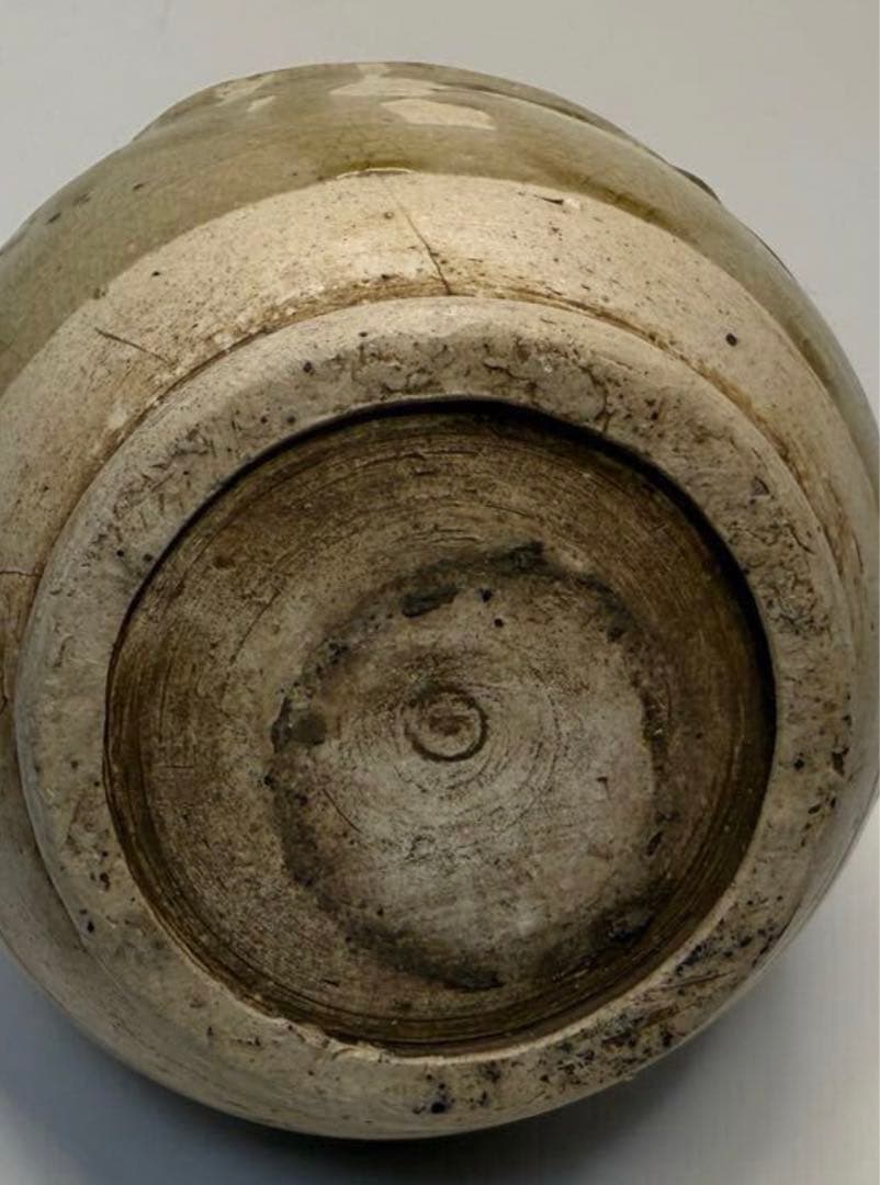 ベトナム陶器製 鶴の茶釜骨董品保証