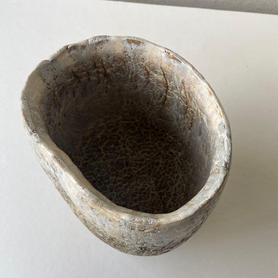 大江幸彦　花瓶　白釉薬　共箱