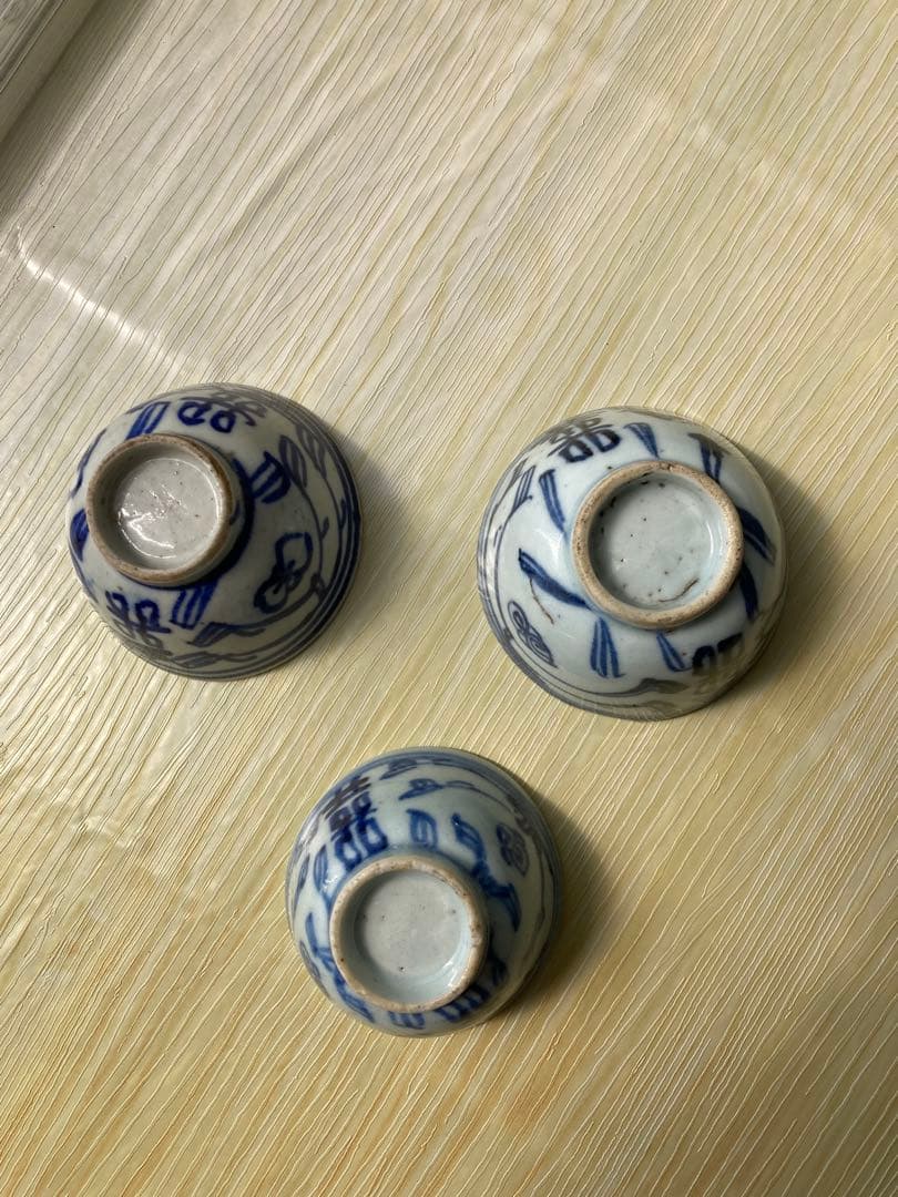 骨董酒器　ぐい呑　清朝　3種