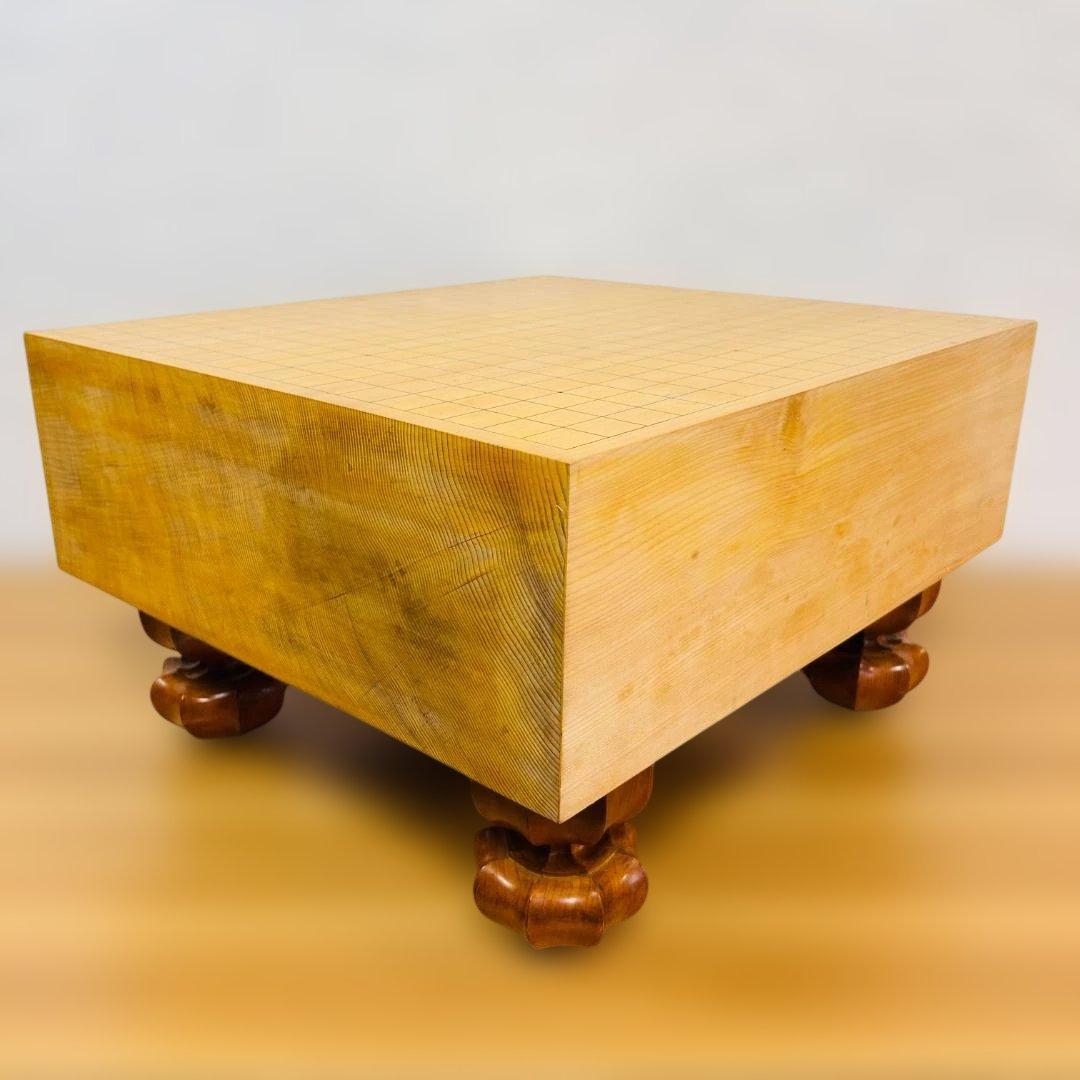 【高級】本榧 脚付碁盤 4.8寸 天地柾 柾目 ヘソ有り 19路盤 15kg