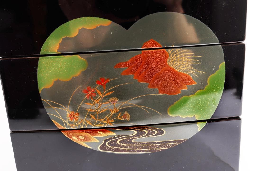 輪島塗 重箱 浪漫 蒔絵 御重 蓋二枚 茶道具