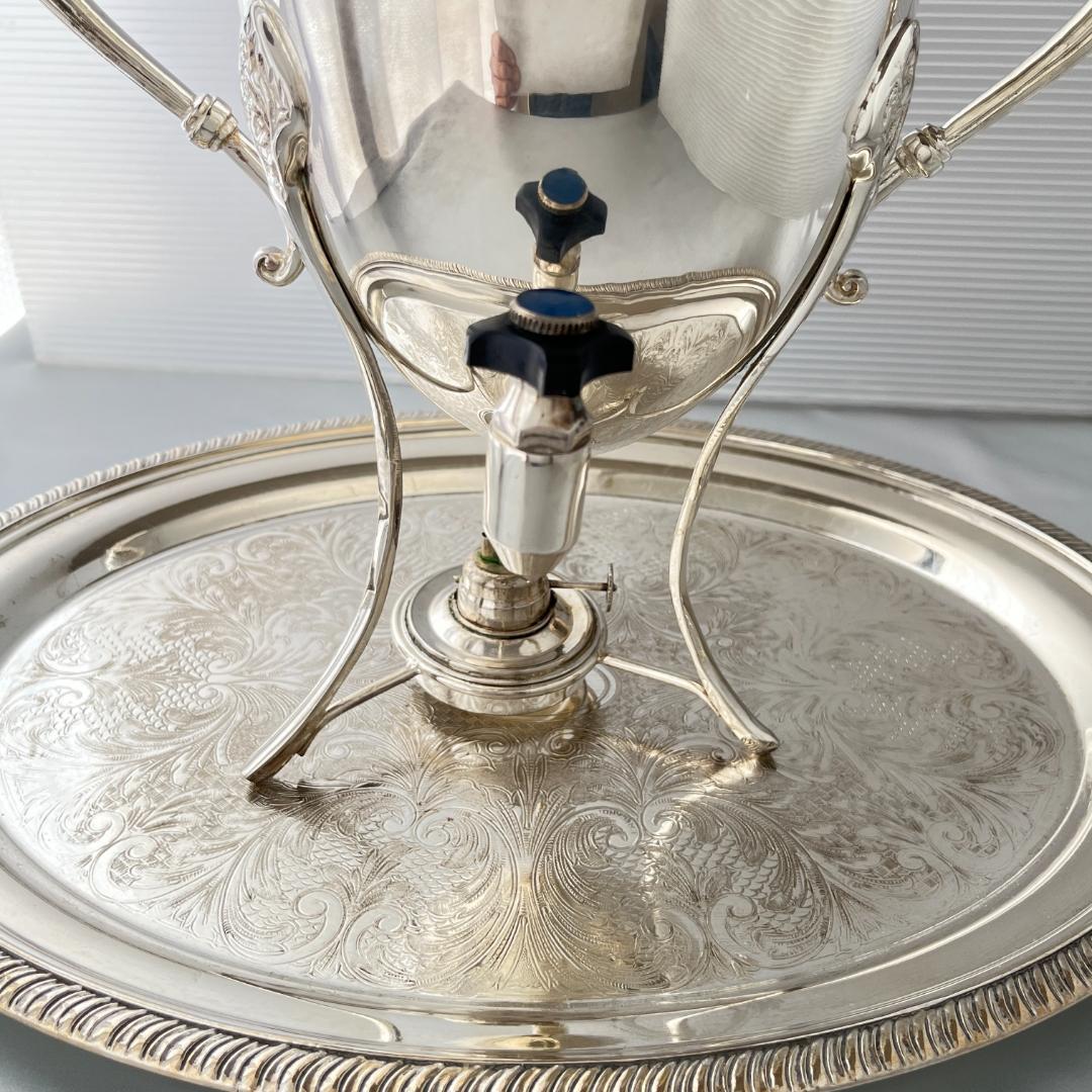 【サモワール】フローラル 【シルバープレート】バナー ホットウォーターサーバー