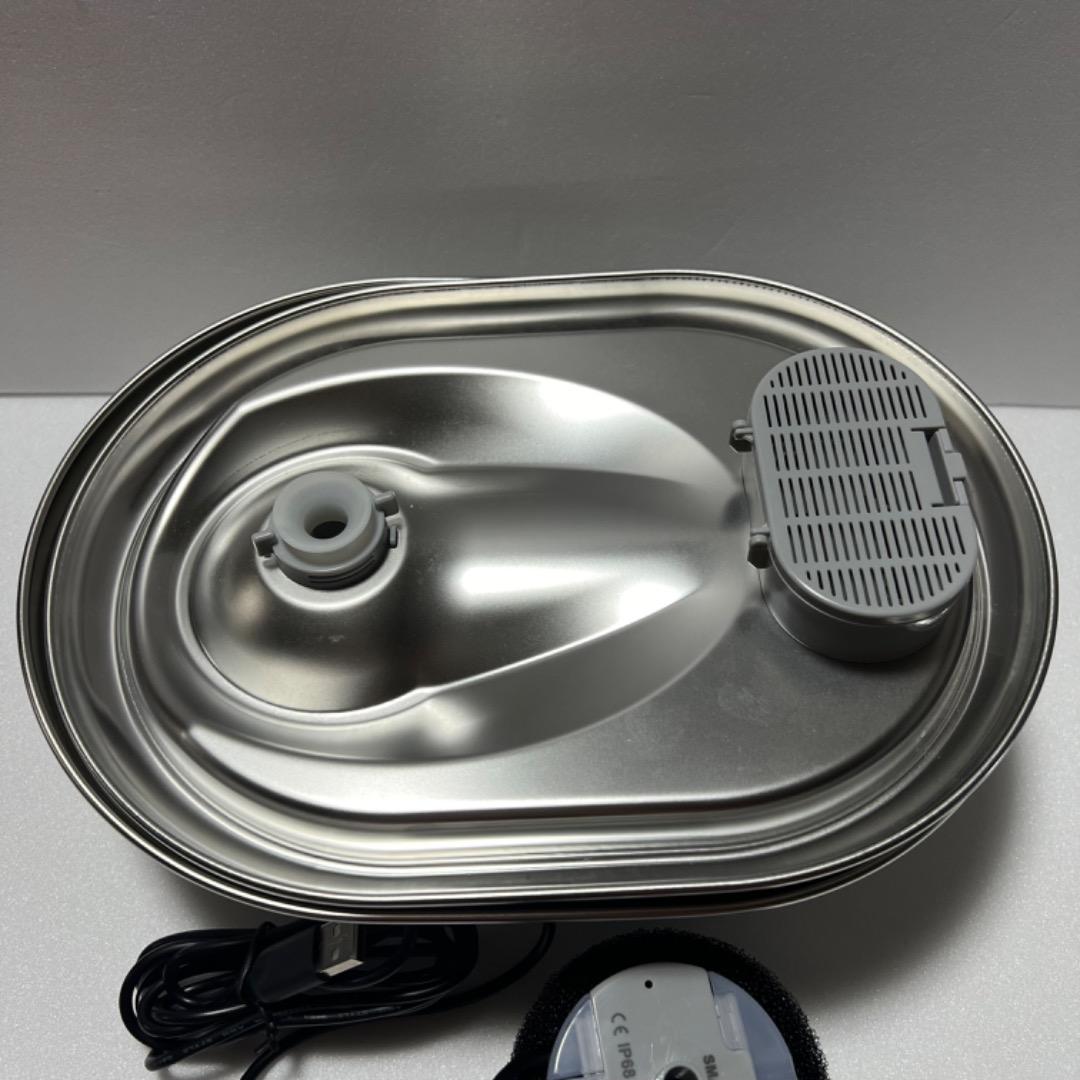 猫用水噴水 ステンレス鋼、2Lペット用噴水、超静音自動猫用水飲み器