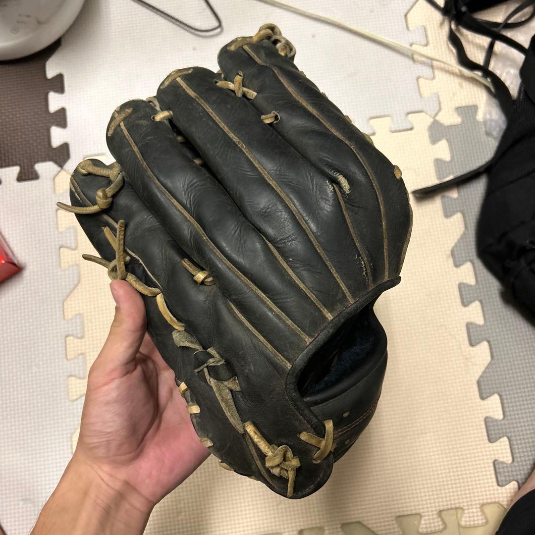 ゼット 硬式グローブ 黒 ベージュ 外野用